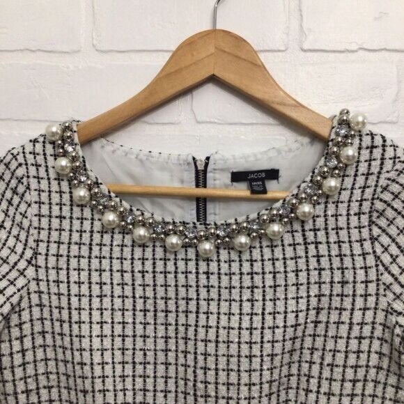 Jacob Dress Jewels Crystal Incrusted Embellishments White Silver Dress XS - Picture 2 of 14